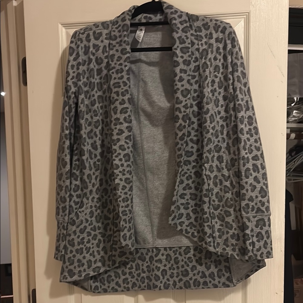 Gray Leopard Print Women's Cardigan